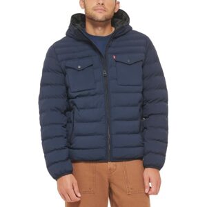 Levi's(r) Stretch Two-Pocket Quilted Jacket (Navy) Men's Clothing