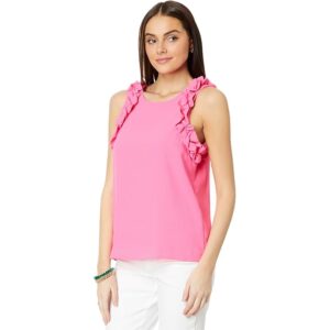 Lilly Pulitzer Kailee Sleeveless Ruffle Top (Roxie Pink) Women's Clothing