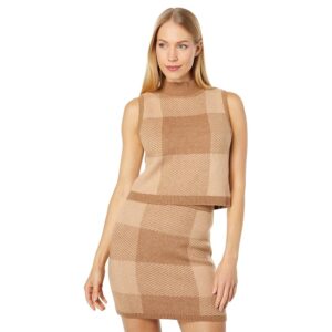 Lost + Wander Nature School Crop Top (Camel Gingham) Women's Clothing