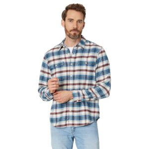 Lucky Brand Plaid Workwear Cloud Soft Long Sleeve Flannel Top (Blue Plaid) Men's Clothing