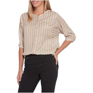 Lysse Viviana Satin Shirt (Neutrality Stripe) Women's Clothing
