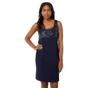 MARINA Tank Sequin Dress (Navy) Women's Dress