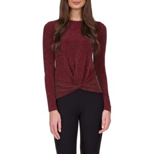 MICHAEL Michael Kors Twist Hem Long Sleeve Top (Dark Ruby) Women's Clothing