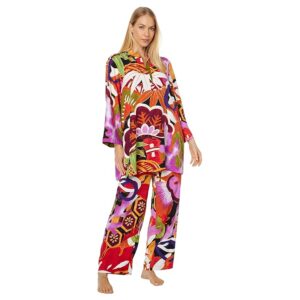 Natori Ikebana Mandarin PJ (Purple Multi) Women's Pajama Sets