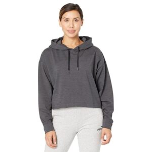 PUMA Golf Cloudspun Cropped Hoodie (Puma Black Heather) Women's Clothing