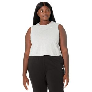 PUMA Plus Size Train Cropped Logo Muscle Tank (Light Gray Heather) Women's Clothing