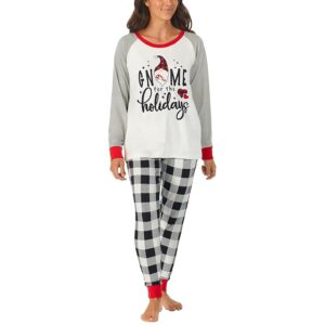 Pajamarama Holiday Gnome Family Long PJ (Black/White Check) Women's Pajama Sets