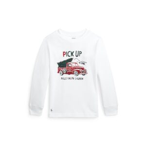 Polo Ralph Lauren Kids Cotton Long-Sleeve Graphic Tee (Toddler/Little Kids) (HW03 White) Boy's T Shirt