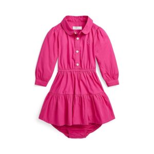 Polo Ralph Lauren Kids Tiered Cotton Shirtdress Bloomer (Infant) (Bright Pink) Girl's Dress