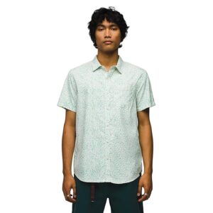 Prana Lost Sol Printed Short Sleeve Shirt Standard Fit (Chalk Sharkstooth) Men's Clothing
