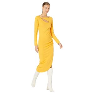 SUNDRY Drape Cutout Dress (Mango) Women's Clothing
