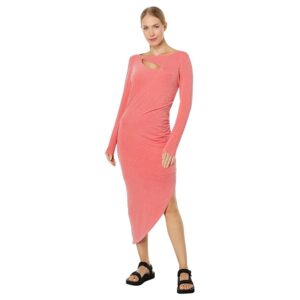SUNDRY Drape Cutout Dress (Pigment Cherry) Women's Clothing