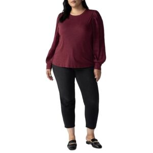 Sanctuary Wonderland Mixed Sleeve Tee (Dark Cherry) Women's Clothing