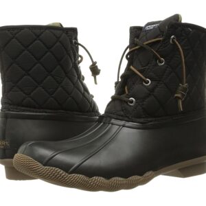 Sperry Saltwater Quilted Nylon (Black) Women's Lace-up Boots