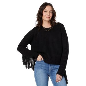 Splendid Britain Fringe Sweater (Black) Women's Clothing