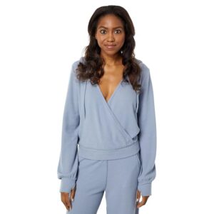 THRIVE SOCIETE Waffle Long Sleeve Surplus Hoodie (Dusk Blue) Women's Sweatshirt