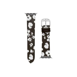 Ted Baker Floral Print Leather smartwatch band compatible with Apple watch strap 38mm, 40mm (Black/White Print) Watches