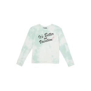 Tiny Whales Vacation Boxy Tie-Dye Sweatshirt (Toddler/Little Kids/Big Kids) (White/Mint Tie-Dye) Girl's Clothing