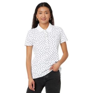 Tommy Hilfiger Five Button Dot Polo (Bright White/Sky Captain) Women's Clothing