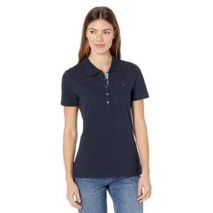 Tommy Hilfiger Solid Short Sleeve Polo (Navy) Women's Clothing