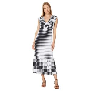 Tommy Hilfiger Stripe Tiered Midi Dress (Sky Captain/Ivory) Women's Dress