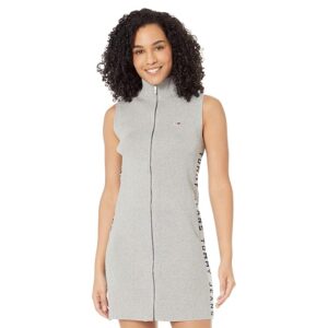 Tommy Jeans Sleeveless Zip Front Sweaterdress (Medium Heather Grey) Women's Clothing