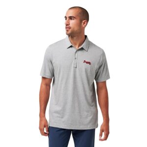 TravisMathew Atlanta Braves The Zinna Polo (Heather Grey) Men's Short Sleeve Knit