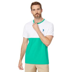 U.S. POLO ASSN. Short Sleeve Colorblock Crew Neck Jersey Tee Shirt (Emerald Circus) Men's T Shirt