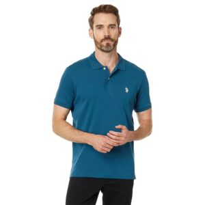 U.S. POLO ASSN. Slim Fit Interlock Polo (Teal River) Men's Clothing