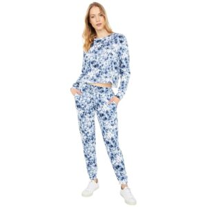 YMI Two-Piece Pullover Pants Fleece Set (Blue Tie-Dye) Women's Active Sets