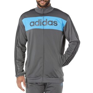 adidas Big Tall Essentials Tricot 3-Stripes Linear Track Jacket (Grey Six) Men's Clothing