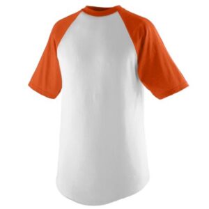 Augusta 423A Adult Short Sleeve Baseball Jersey- White & Orange - 2X