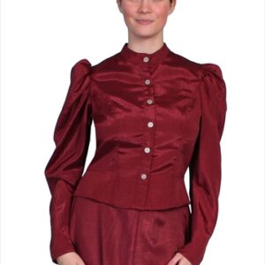 Womens Wah Maker Princess Tie Back Blouse- Burgundy- XL