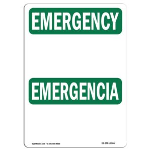 10 x 14 in. OSHA Emergency Sign - Blank Write-On Bilingual