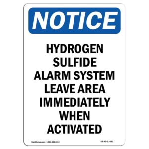 10 x 14 in. OSHA Notice Sign - Hydrogen Sulfide Alarm System