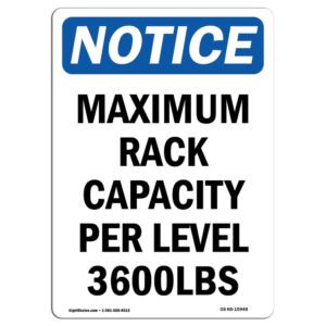 10 x 14 in. OSHA Notice Sign - Maximum Rack Capacity Per