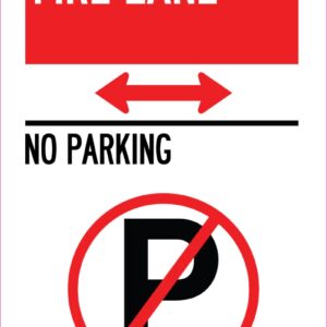 12 x 18 in. Aluminum Sign - Fire Lane - No Parking with No Parking Symbol & Bidirectional Arrow
