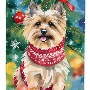 15.5 x 11.25 in. Unisex Cairn Terrier Christmas Polyester Fabric Garden Flag