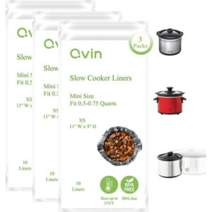 16 Oz Mini Crocpot Slow Cooker Liners Disposal Plastic Bags Compatible with Qvin 0.65Qt Slow Cooker 20 OZ Croc-pot KOOC small 0.65-Qt Betty 0.7Qt Crocker Fit 0.5 to 0.75Quart 3 Pack (30 Liners)