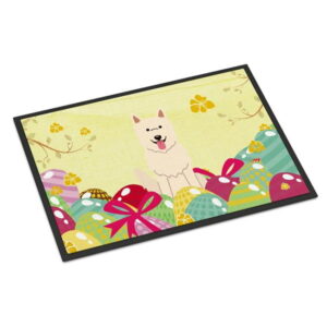18 x 27 in. Easter Eggs White German Shepherd Indoor or Outdoor Mat