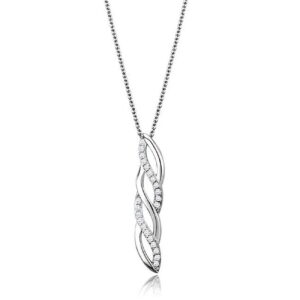 3W1020-16Plus3 Women Rhodium Brass Chain Pendant with AAA Grade CZ in Clear - 16 & 3 in.