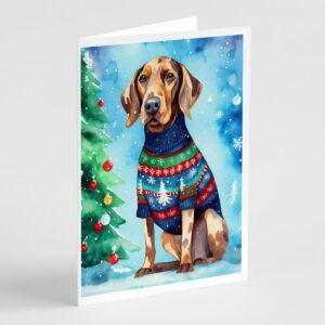 5 x 7 in. Unisex Coonhound Christmas Greeting Cards - Pack of 8