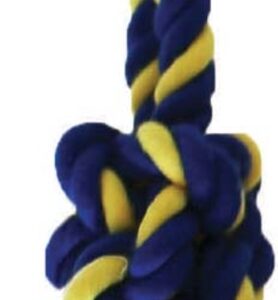 713080803781 7 in. Twisted Chew Bumper Dog Toy, Blue & Yellow - Mini