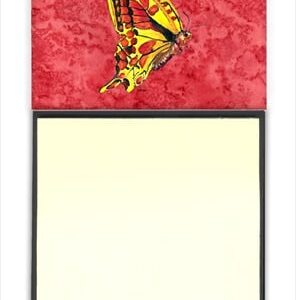 8862SN Butterfly on Red Refiillable Sticky Note Holder or Postit Note Dispenser- 3 x 3 In.