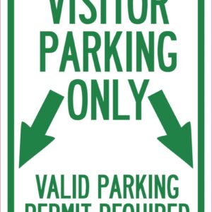 A-1218-23469 12 x 18 in. Aluminum Sign - Parking Area Sign Visitors Parking Only Valid Parking Permit Required with Both Side Down Arrow
