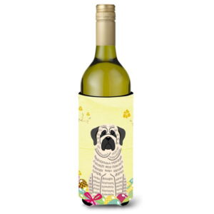 BB6016LITERK Easter Eggs Mastiff Brindle White Wine Bottle Beverge Insulator Hugger