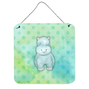 BB7389DS66 Polkadot Hippopotamus Watercolor Wall or Door Hanging Prints