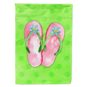 BB8220GF Pink Flip Flops Green Polkadot Flag, Garden Size