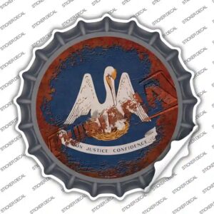 BC-1183s-S Louisiana Rusty Stamped Novelty Bottle Cap Sticker Decal - Small