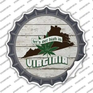 BC-1335s-S Lets Get High in Virginia Novelty Bottle Cap Sticker Decal - Small
